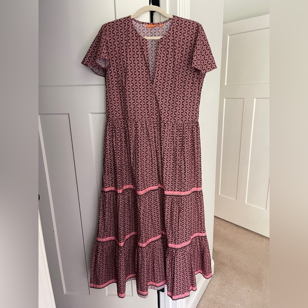 Oliphant Maxi Dress Ruffle Short Sleeve V Neck - Picture 2 of 6